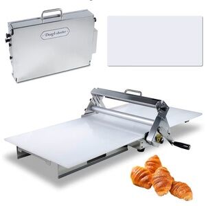 Manual Dough Roller Machine, Sheeter Thickness adjustable, Stainless Steel